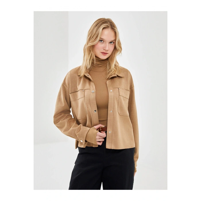 Gömlek Yaka Süet Kadın Ceket