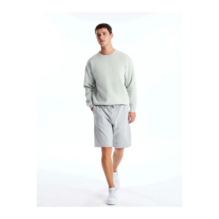 Gri Standart Kalıp Pike Erkek Şort