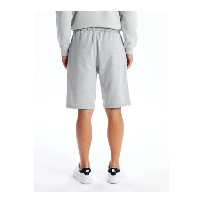 Gri Standart Kalıp Pike Erkek Şort
