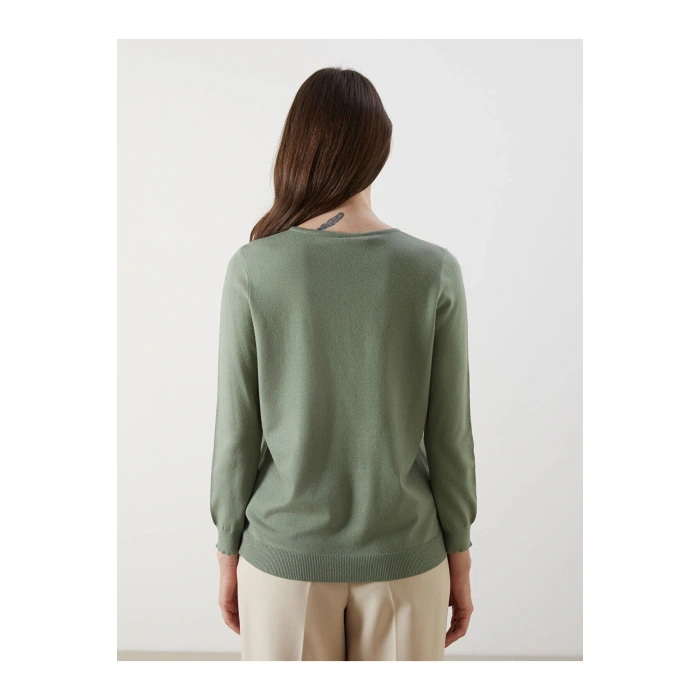 Haki Bisiklet Yaka Kadın Triko Kazak