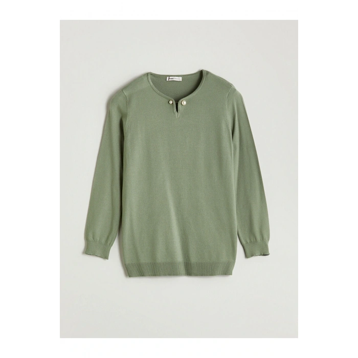 Haki Bisiklet Yaka Kadın Triko Kazak