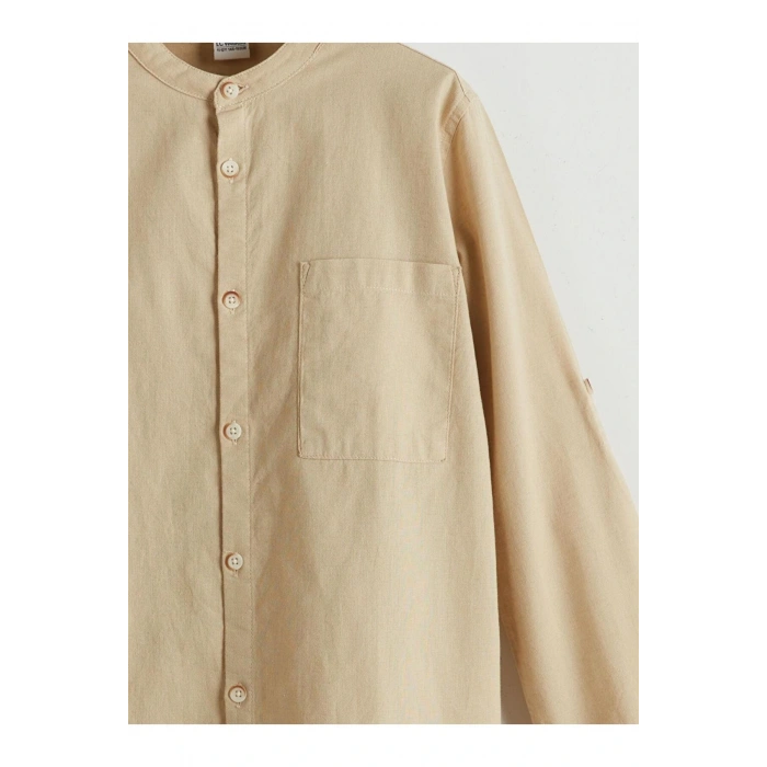 Hakim Yaka Keten Karışımlı Erkek Çocuk Gömlek