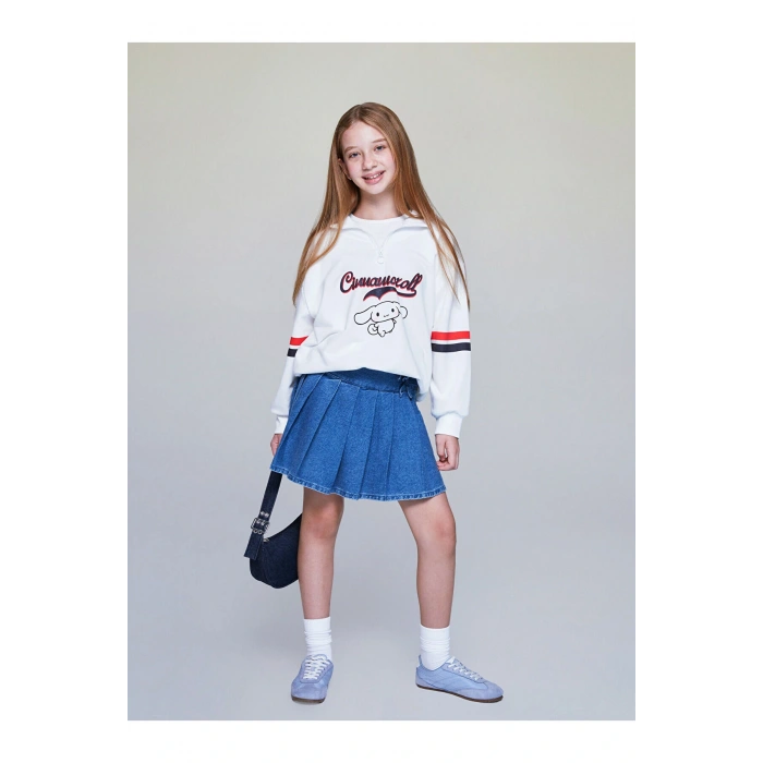 Indigo Basic Pileli Kız Çocuk Jean Etek