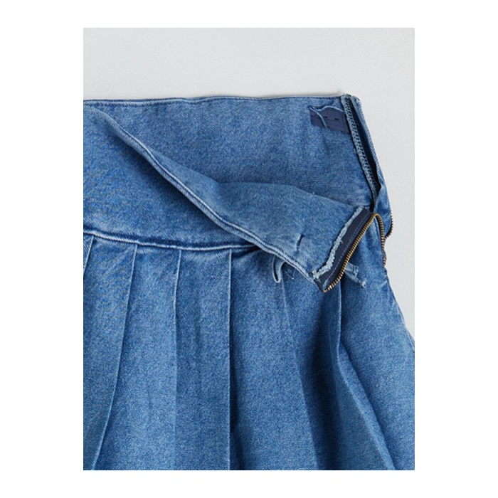 Indigo Basic Pileli Kız Çocuk Jean Etek