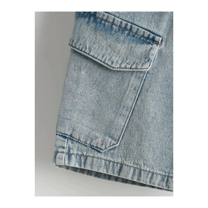 Indigo Beli Lastikli Erkek Çocuk Jean Şort