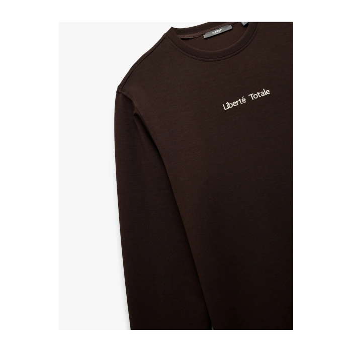 İşleme Detaylı Uzun Kollu Bisiklet Yaka Sweatshirt