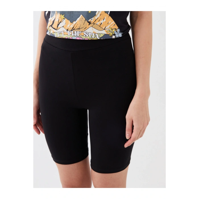 Kadın Beli Lastikli Düz Tayt