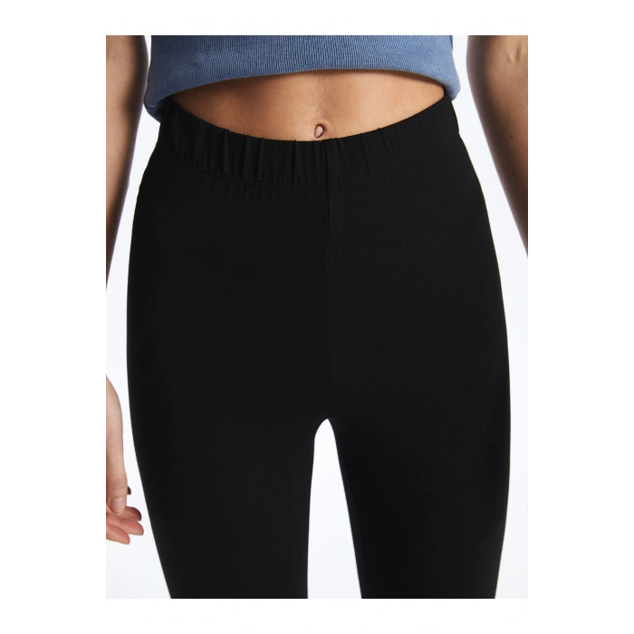 Kadın Beli Lastikli Ekstra Dar Fit Düz Tayt