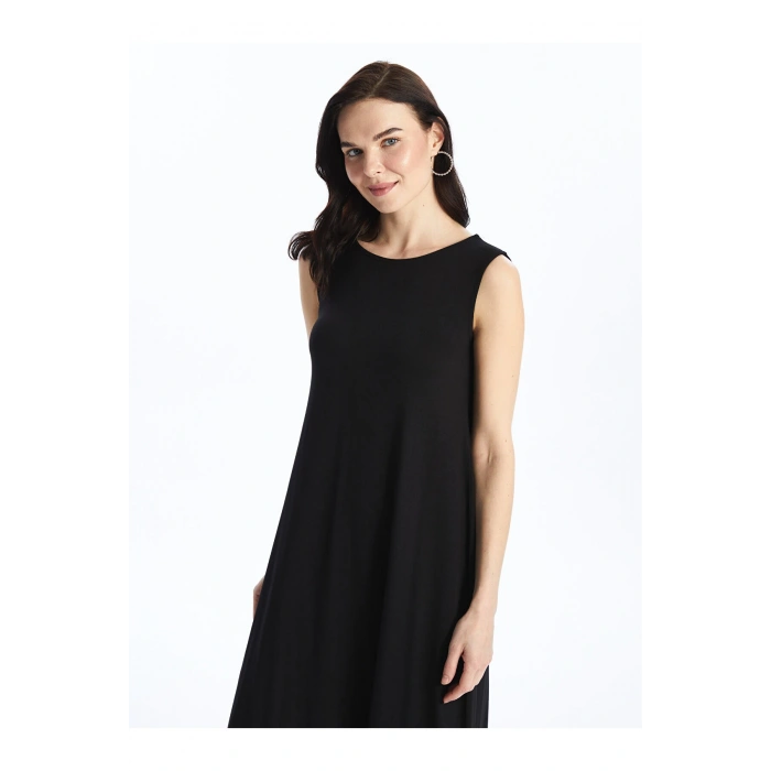 Kadın Bisiklet Yaka Düz Elbise