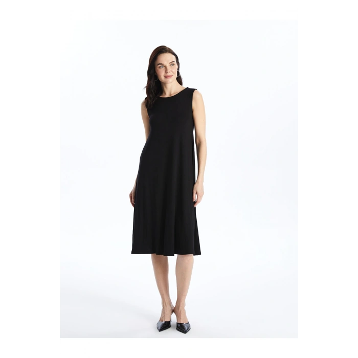 Kadın Bisiklet Yaka Düz Elbise