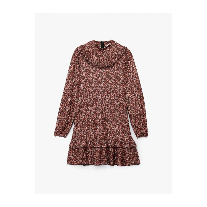 Kadın Elbise 6Wal80003Ik KAHVERENGİ DESENLİ