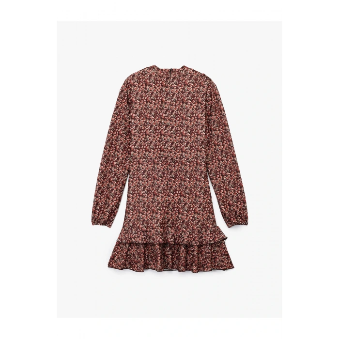 Kadın Elbise 6Wal80003Ik KAHVERENGİ DESENLİ