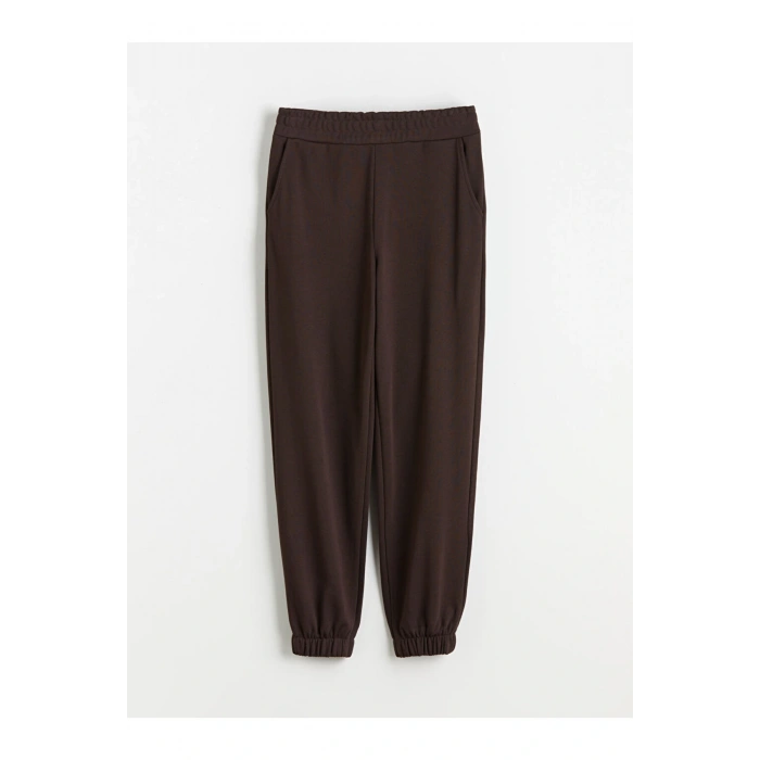 Kahverengi Beli Lastikli Kadın Jogger Eşofman Altı