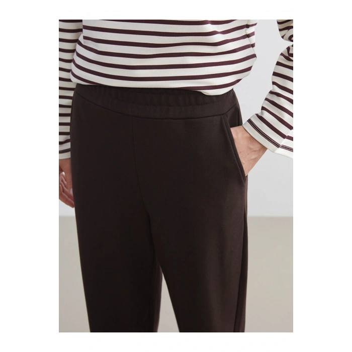 Kahverengi Beli Lastikli Kadın Jogger Eşofman Altı