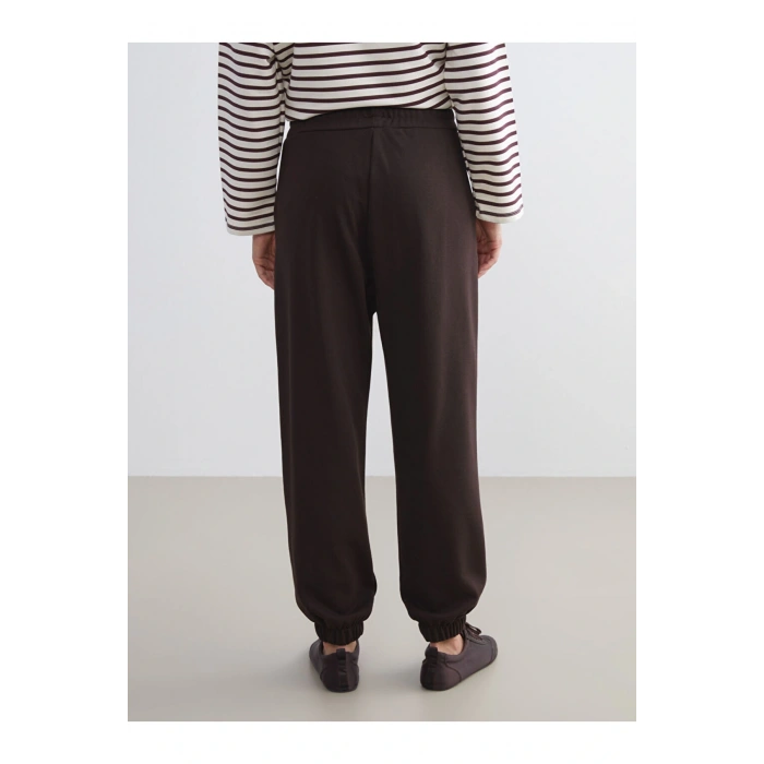 Kahverengi Beli Lastikli Kadın Jogger Eşofman Altı