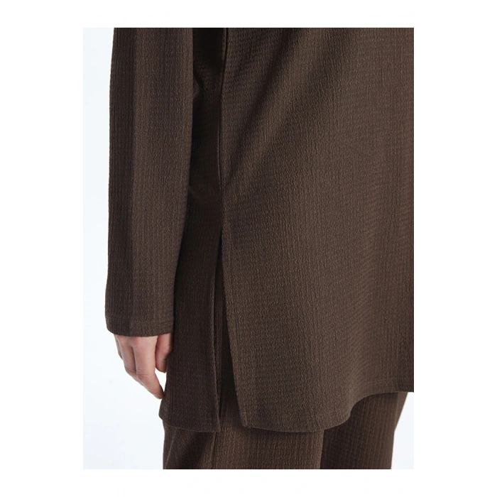 Kahverengi Bisiklet Yaka Dokulu Kadın Tunik