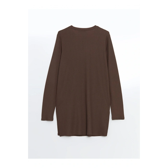 Kahverengi Bisiklet Yaka Dokulu Kadın Tunik