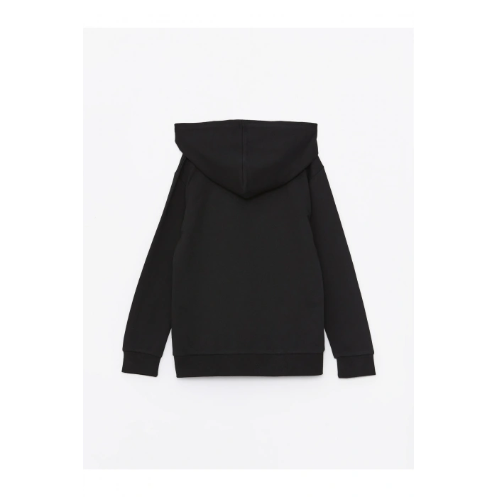 Kapüşonlu Basic Uzun Kollu Erkek Çocuk Fermuarlı Sweatshirt