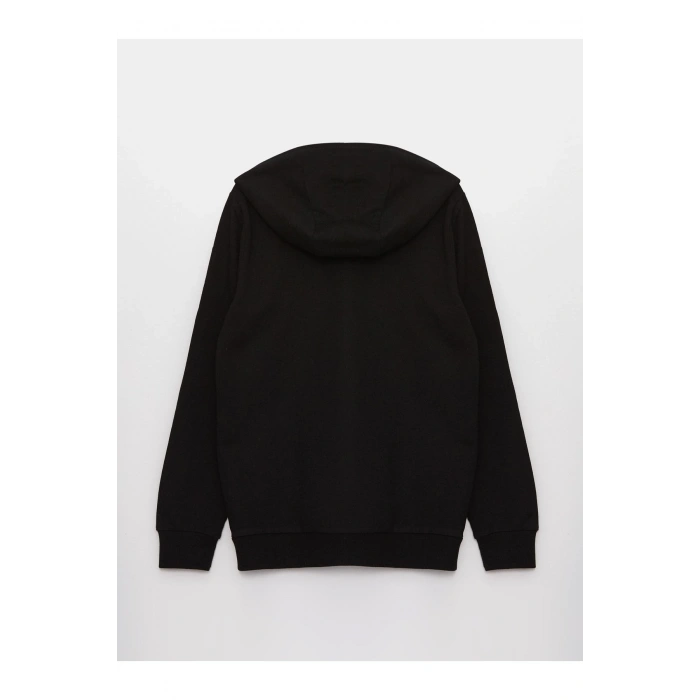 Kapüşonlu Basic Uzun Kollu Kız Çocuk Fermuarlı Sweatshirt