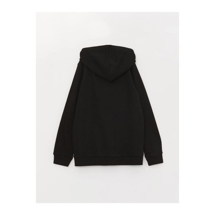 Kapüşonlu Basic Uzun Kollu Kız Çocuk Fermuarlı Sweatshirt