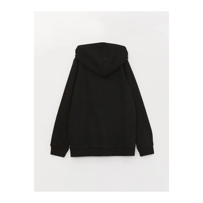 Kapüşonlu Basic Uzun Kollu Kız Çocuk Fermuarlı Sweatshirt