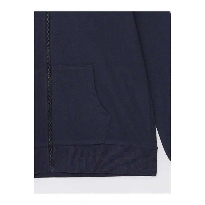 Kapüşonlu Basic Uzun Kollu Kız Çocuk Fermuarlı Sweatshirt (W4)