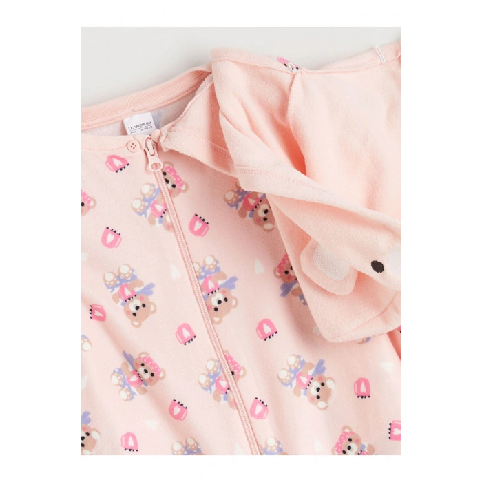 Kapüşonlu Desenli Polar Kız Çocuk Uyku Tulumu (W5)