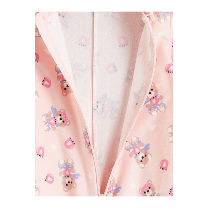 Kapüşonlu Desenli Polar Kız Çocuk Uyku Tulumu (W5)