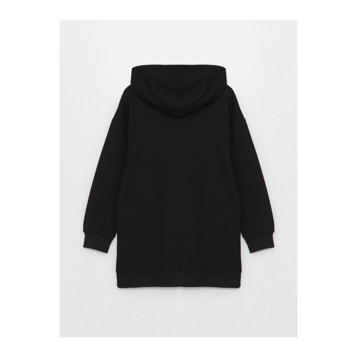 Kapüşonlu Düz Uzun Kollu Kadın Sweatshirt Tunik