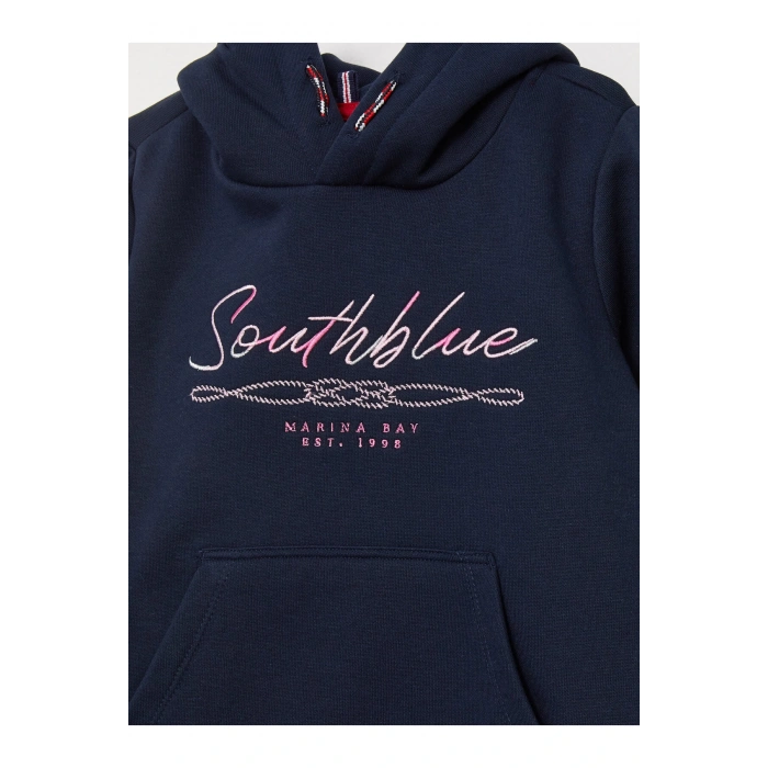 Kapüşonlu Nakışlı Uzun Kollu Kız Çocuk Elbise