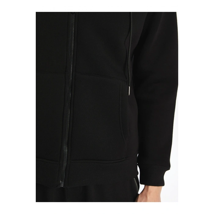 Kapusonlu Uzun Kollu Erkek Fermuarli Sweatshirt - W4LV28Z8