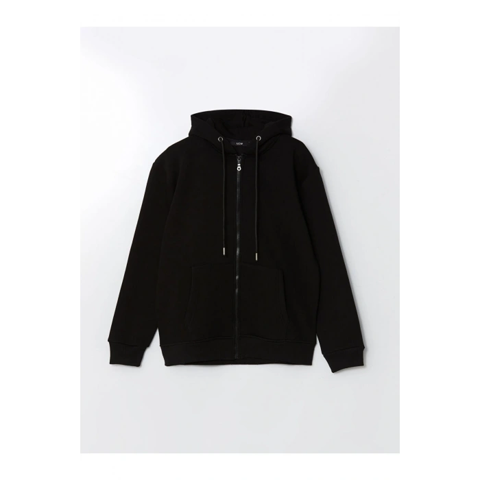 Kapusonlu Uzun Kollu Erkek Fermuarli Sweatshirt - W4LV28Z8