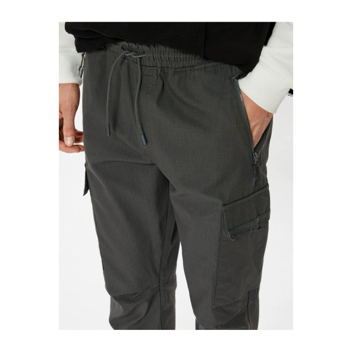 Kargo Jogger Pantolon Beli Bağcıklı Cep Detaylı Pamuklu