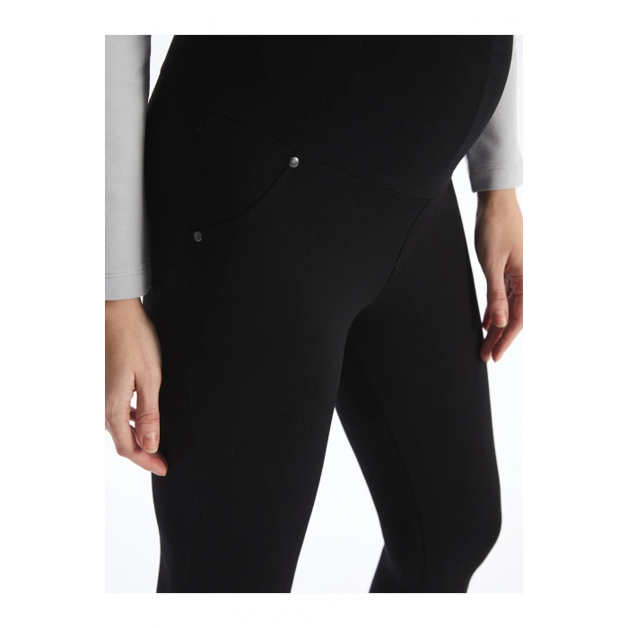 Karın Panelli Beli Lastikli Düz Hamile Tayt