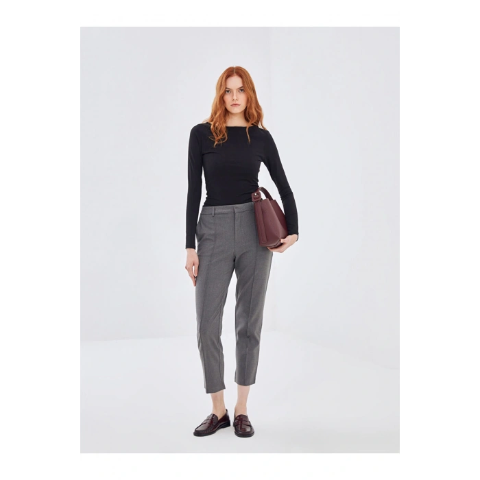 Kayık Yaka Düz Uzun Kollu Kadın Body