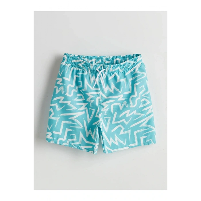 Kids Turkuaz Hızlı Kuruyan UV Korumalı Erkek Çocuk Deniz Şortu