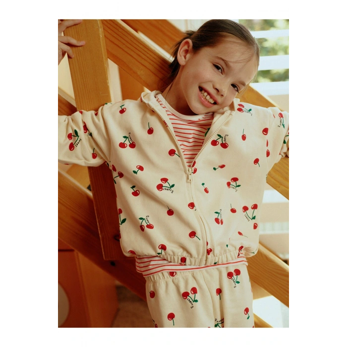 Kiraz Baskılı Kız Çocuk Fermuarlı Sweatshirt (W5)