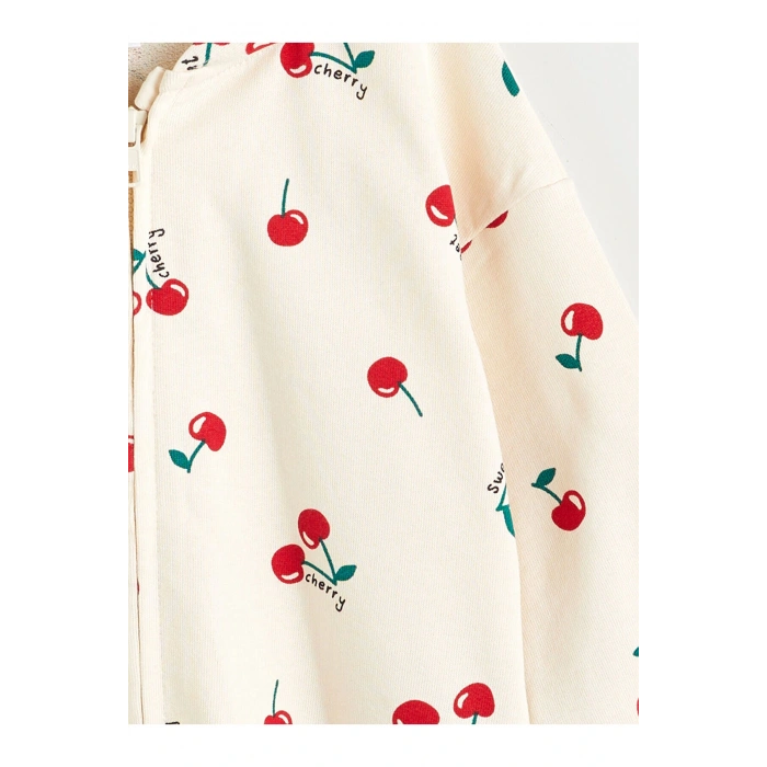 Kiraz Baskılı Kız Çocuk Fermuarlı Sweatshirt (W5)