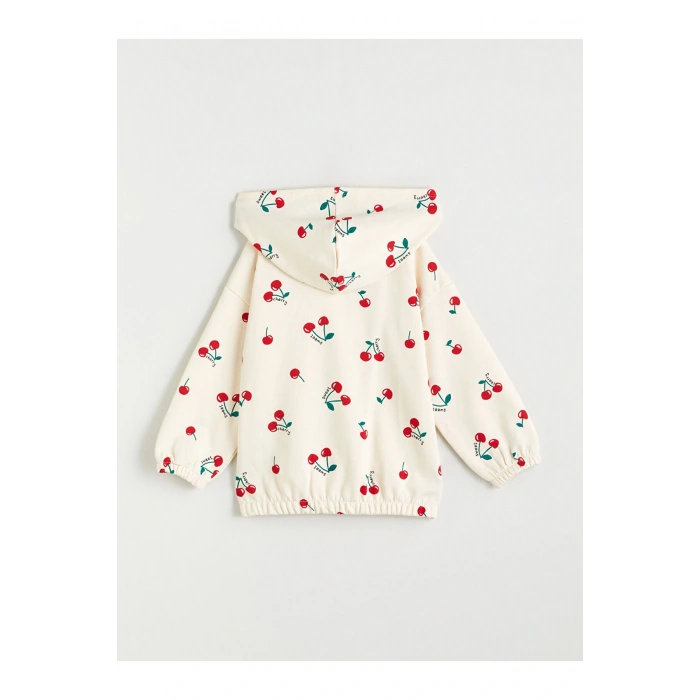 Kiraz Baskılı Kız Çocuk Fermuarlı Sweatshirt (W5)