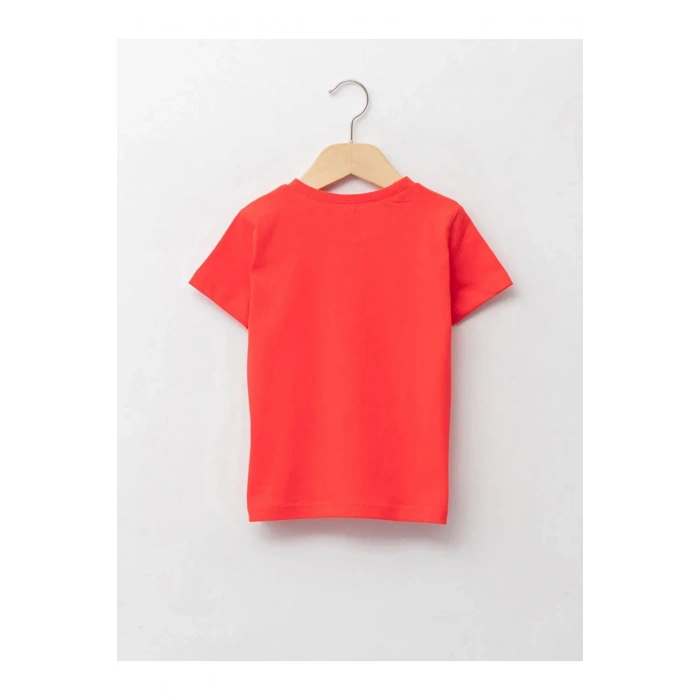 Kırmızı Bisiklet Yaka Kısa Kollu Baskılı Erkek Bebek Tişört