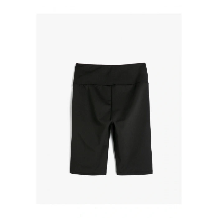 Kısa Bisikletçi Taytı Reflektör Baskı Detaylı Yüksek Bel