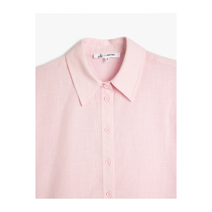 Kısa Kol Pembe Kadın Gömlek 5SAL60028IW