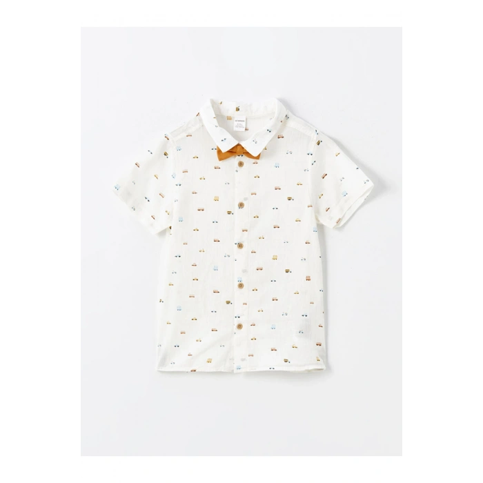 Kısa Kollu Baskılı Erkek Bebek Gömlek ve Şort 2li Takım