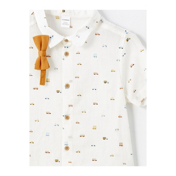 Kısa Kollu Baskılı Erkek Bebek Gömlek ve Şort 2li Takım