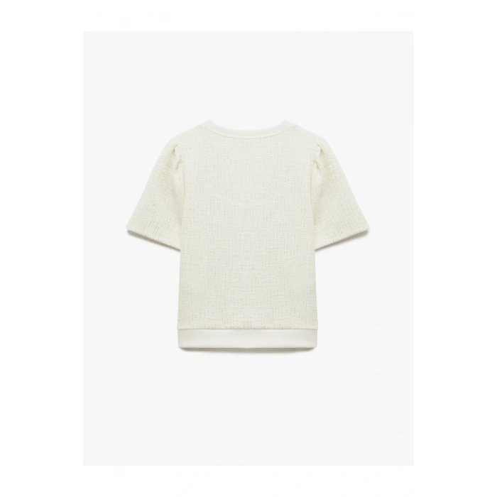 Kısa Kollu Bisiklet Yaka Fiyonk Detaylı Sweatshirt