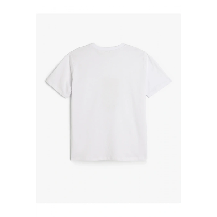 Kısa Kollu Bisiklet Yaka Pamuklu Ayıcık Baskılı Tişört