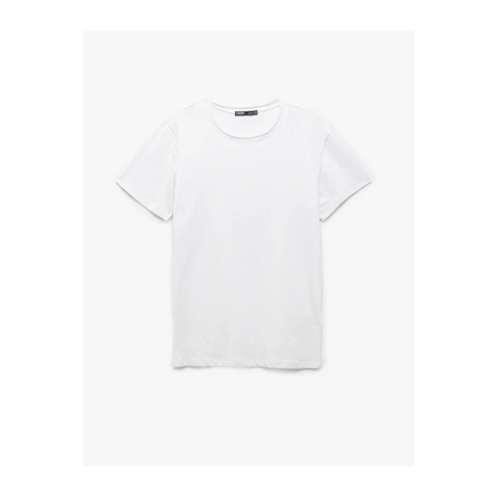 Kısa Kollu Bisiklet Yaka Pamuklu Erkek Slim Fit Tişört