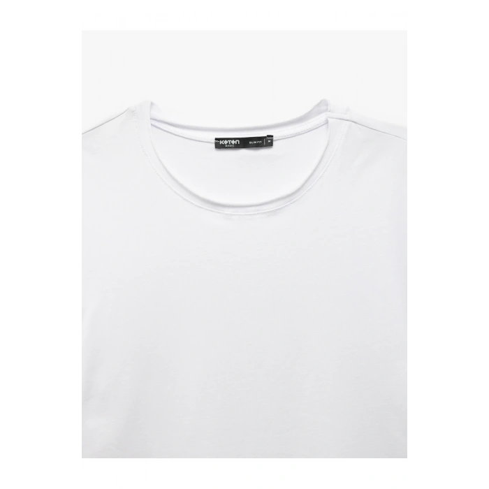 Kısa Kollu Bisiklet Yaka Pamuklu Erkek Slim Fit Tişört