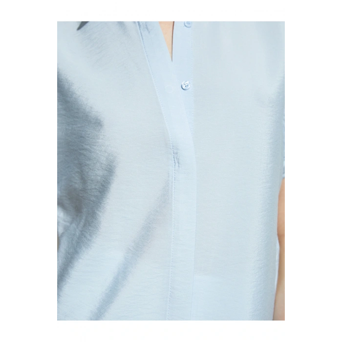 Kısa Kollu Gömlek Viskon Klasik Yaka Dokulu