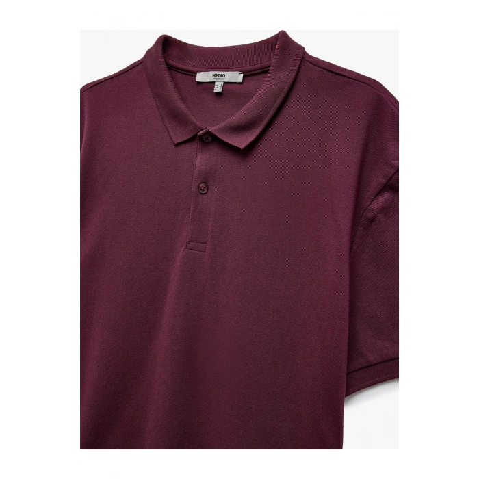 Kısa Kollu Pamuklu Pike Kumaş Polo Yaka Slim Fit Tişört